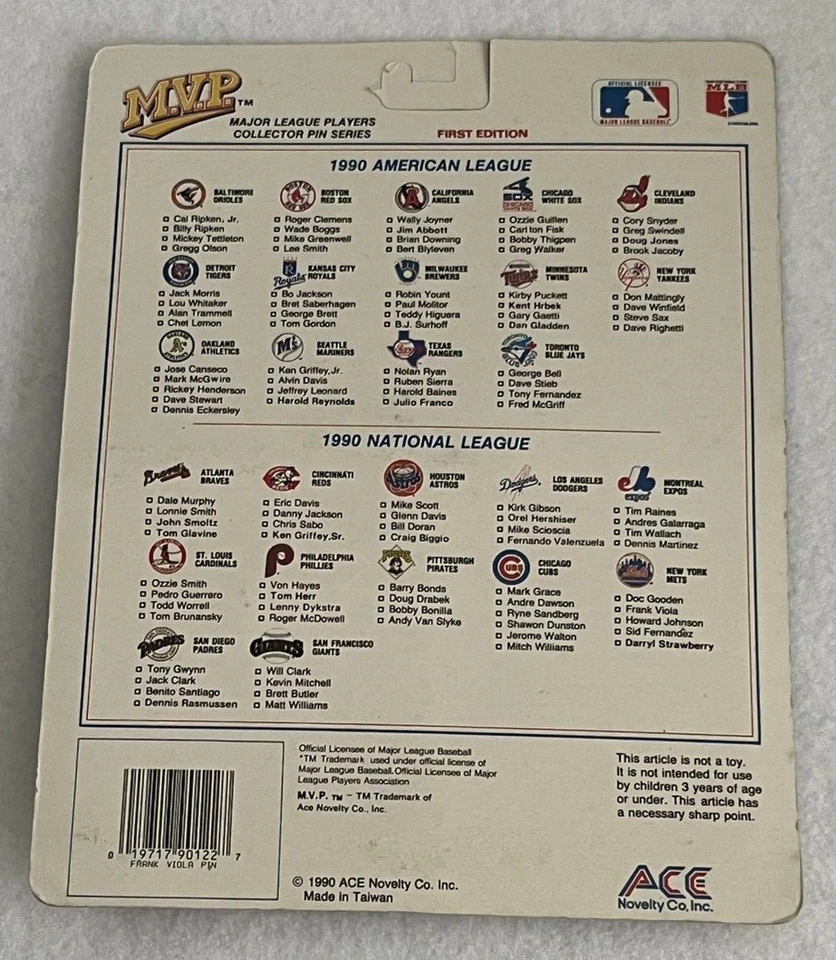 1990 年美国职棒大联盟 M.V.P. 美国职业球员收藏徽章系列弗兰克·维奥拉 — 第 3/3 张图片
