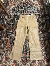 ZARA Vegan Leather Pants Brown Wide Leg Pants High Rise Size 6
