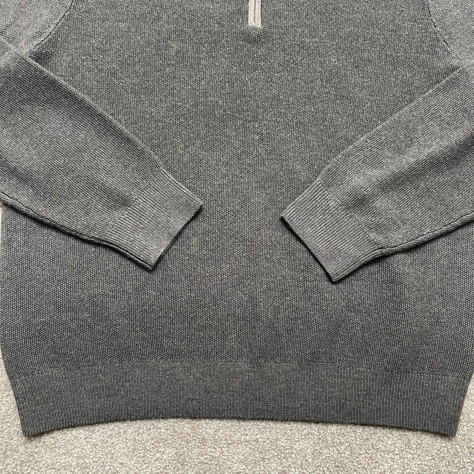 David Donahue Sweater Adult Large Gray Merino Wool 1/4 Zip Pullover Sweatshirt - Image 4 of 4