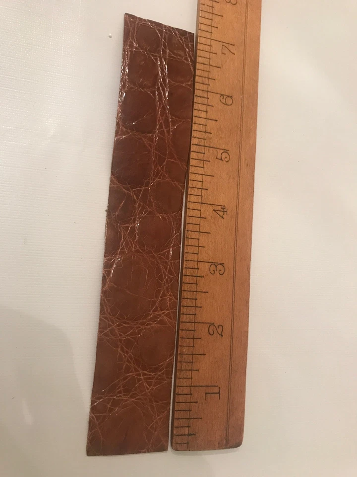 Genuine Quality Crocodile style 3 Leather Strips shiny Cognac Brown 7.25”x1.25” - Image 4 of 4