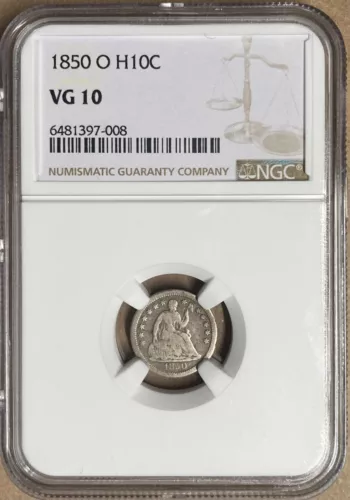 1850-O NGC VG10 Liberty Seated Half Dime H10c - New Orleans Mint