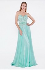 LT Green Strapless Gown and gathered Detail
