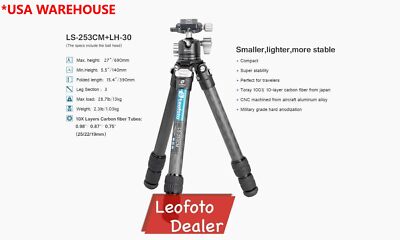 Leofoto LS-253CM Professional Carbon Fiber Tripod and LH-30 Ball Head