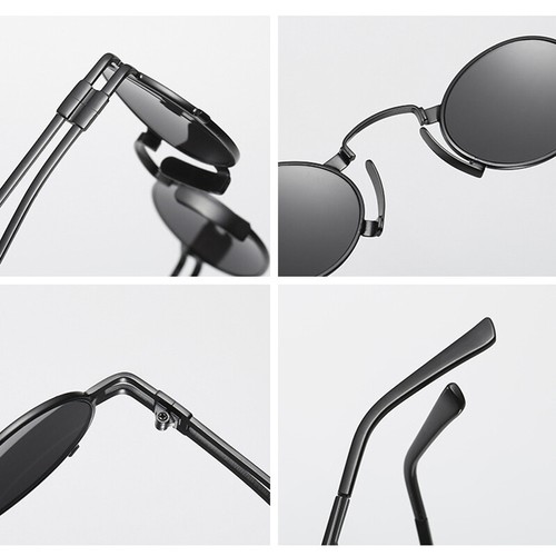 Punk Chic Mode Vintage kleine runde Sonnenbrille Metallgestell Sonnenbrille Brille - Bild 6 von 21