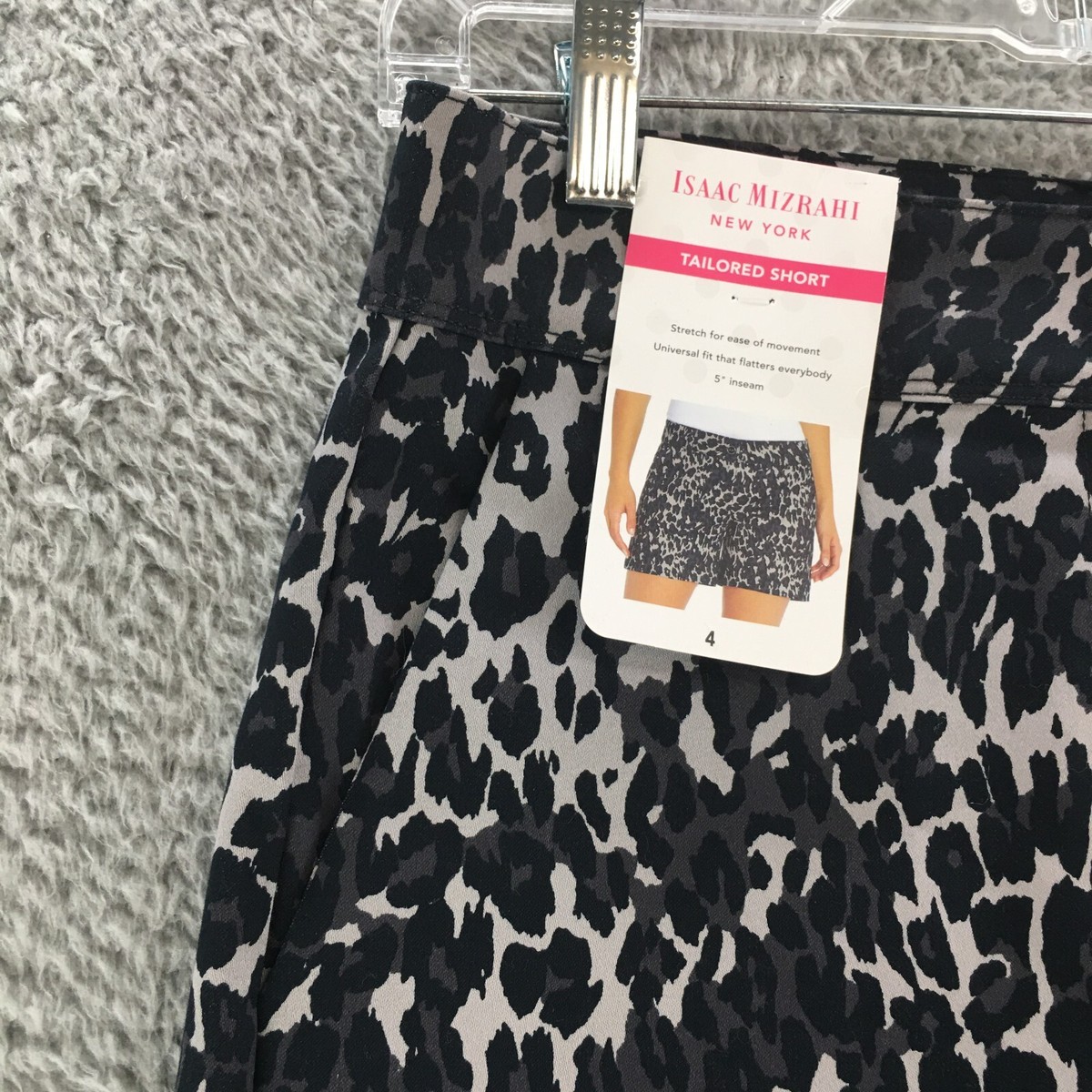 Short Isaac Mizrahi Femme Taille 4 – Noir Imprimé Léopard, Confortable, état Excellent