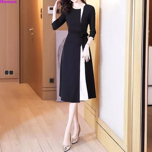 OL Womens Korean Colorblock A-line Shift Shirt Party Cocktail Workwear Dress - Picture 5 of 17