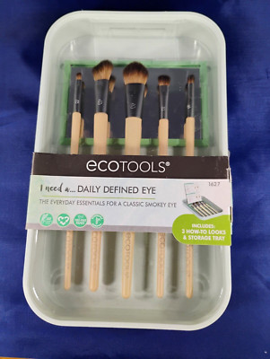EcoTools Daily Defined Eye Brush Kit - Storage Tray - 5 Brushes- Mirror -1627