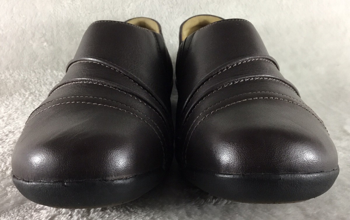 Clarks Artisan Women\'s Sz 9M Slip-On Loafer Black Leather Shoe CLARKS Artisan Black Patent Leather/Suede Heeled Slip On  main image 4