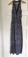 Old Navy Floral Maxi Halter Dress XS Blue Paisley Cottage Boho Country