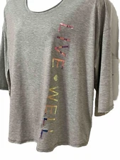 Live Well Active Wear Yoga Women's Plus Size 22/24 Gray 3/4 Sleeve Open Back Top