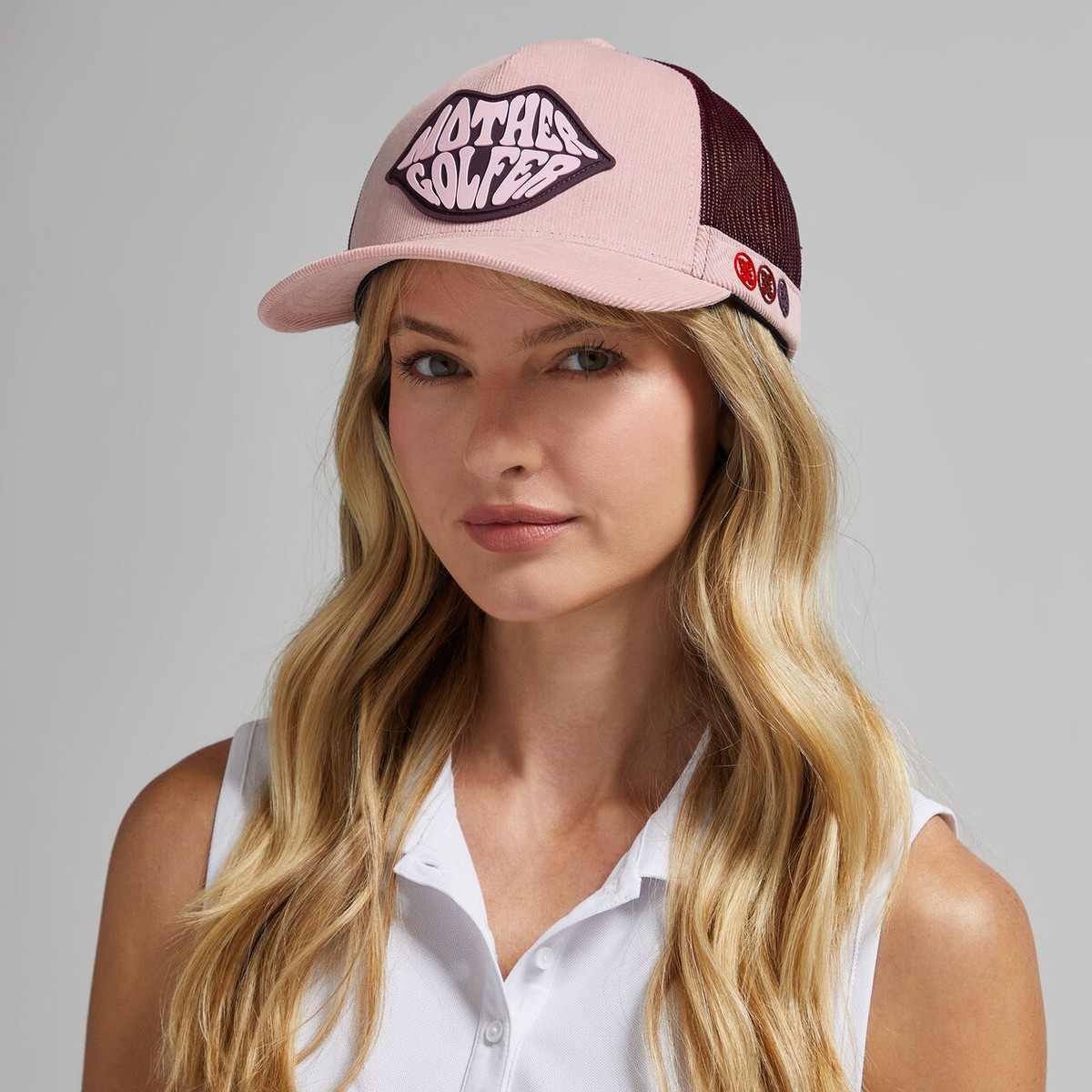 G/FORE GFORE MOTHER GOLFER PATCH TRUCKER GOLF HAT Knockout Pink NEW Mother Golfer Straw Hat SNOW/KNOCKOUT PINK main image 4