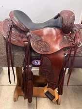 New! 15 1/2" HR Saddlery WESTERN DRESSAGE / ENDURANCE SADDLE w/ Floral tooling