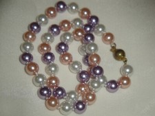 collana di perle di conchiglia rosa lilla 7mm annodate professionalmente 45cm