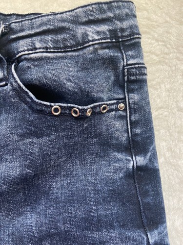Jeans taglia W 29 L 27 taglia 10 12 Stradivarius blu grigio denim skinny borchie biker - Foto 5 di 15