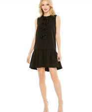 Mac Duggal SLEEVELESS BOW DETAIL TIERED HEM A LINE DRESS BLACK SIZE 6 (27032)