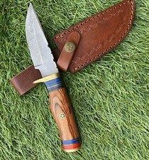 8&rdquo;Handmade /Forged Damascus Steel Knife w/ Wood Handle& sheath ZH 13/Axe/pro Max