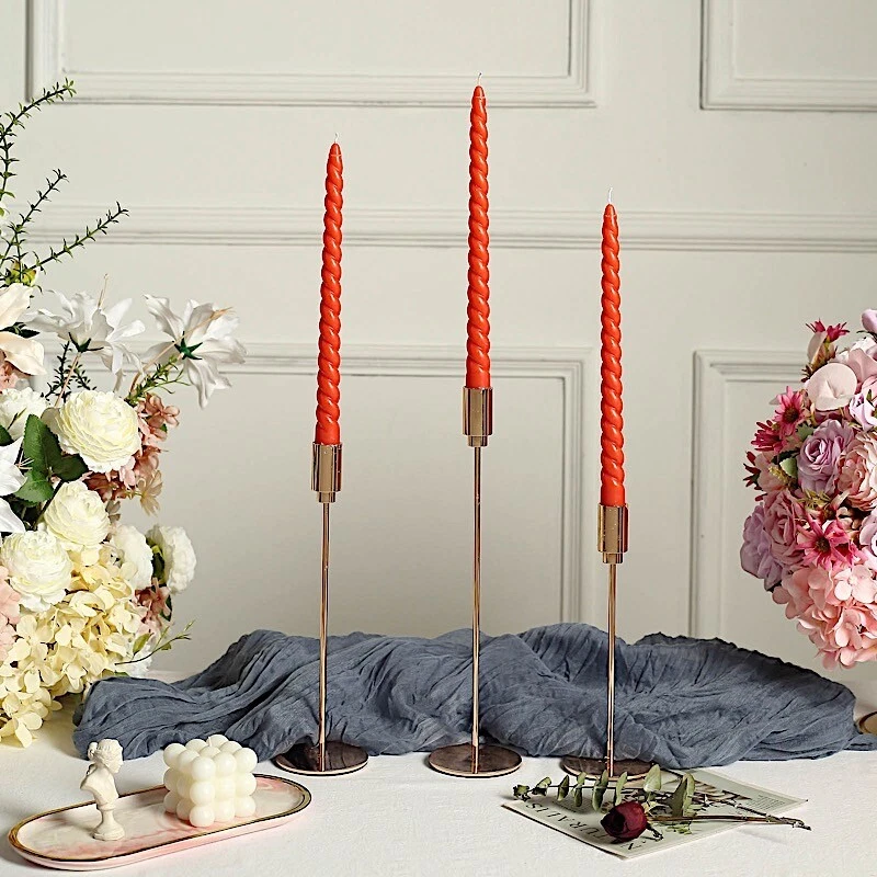 TERRACOTTA 12 Spiral 11" Long Unscented Premium Wax Taper CANDLES Party - Image 3 of 4