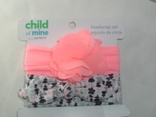 CARTER'S CHILD OF MINE PINK BLACK GRAY HEADBANDS HEADWRAP SET