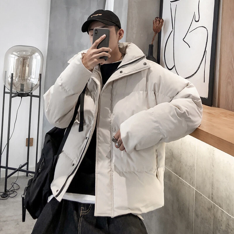 Mens stand collar zip cotton down jacket sale