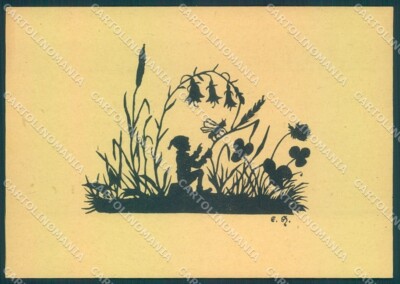 Artist Signed Emmi Hortig Gnome Silhouette FG cartolina postcard TW1777