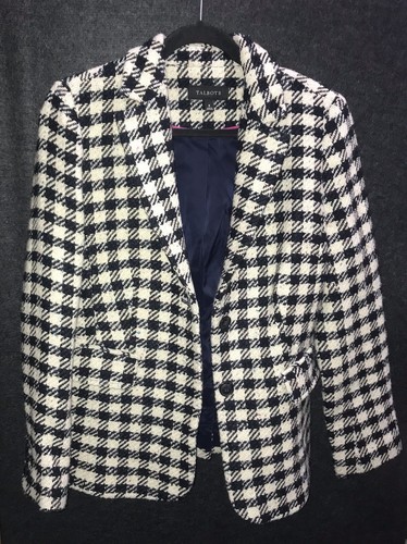 Talbots Jacket Women's 8 Black White Confetti Houndstooth Tweed Blazer NWOT $99 - Picture 5 of 9