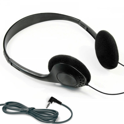 Leichte Stereo schwarze Polster verstellbare Kopfhörer Schule Tour Computer 5 m Kabel