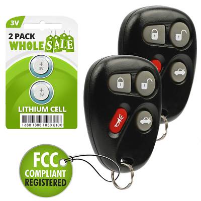 2 Replacement For 2001 2002 2003 2004 Chevrolet Corvette Key Fob Remote