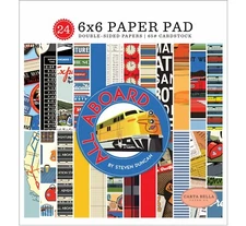 Carta Bella Paper ALL ABOARD Train Theme 6x6 Scrapbook Paper Cardstock Pad