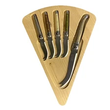 Laguiole Cheese Knife Set Jean Dubost France Knives & Board Multi Colored Handle