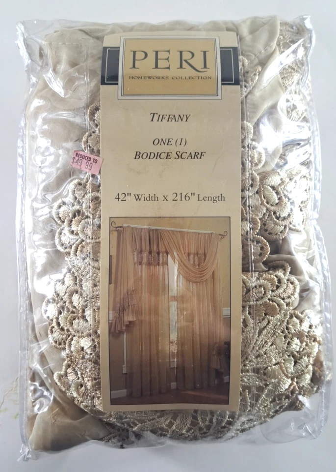 Peri Homeworks Cortina Swag Corpiño Bufanda Tiffany Beige 42x216 Extra Largo Elegante Foto 2 de 4