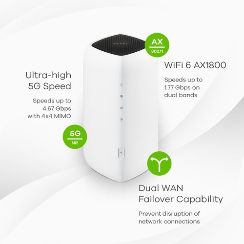 Zyxel 5G NR 4.67 Gbps Indoor Router AX1800 WiFi 6 Router Nebula Cloud Manage - 第 8/9 張圖片