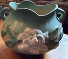 Vintage Roseville Jardiniere Bowl Gardenia Pattern Vase 641-5 Green & Cream