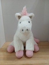 FAO Schwarz Plush Horse Pony Pink White Stuffed Animal Toy 13  EUC B8