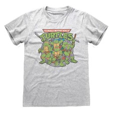 Teenage Mutant Ninja Turtles Retro Group Heather Grey T-Shirt OFFICIAL