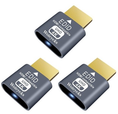 3 Pack HDMI Dummy Plug 4K Hdr,Virtual Monitor EDID Emulator, Headless Display Ad