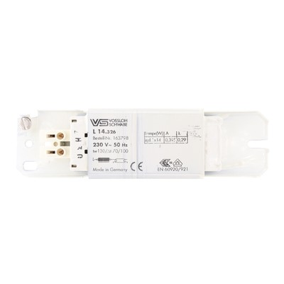 VOSSLOH-SCHWABE L-14.326 163798 MAGNETIC FLUORESCENT BALLAST, T8 (T26) 14W, 230V