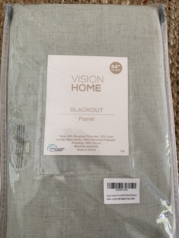 Vision Home Blackout Curtain Panel Green Solid 42x84 Rod Pocket Modern