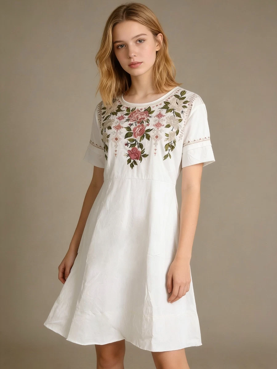 johnny was white embroidered dress Johnny Was
