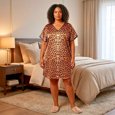 Women's Plus Size Sleepshirt Animal Print Semi Sheer One Size Fits Most 14 - 18