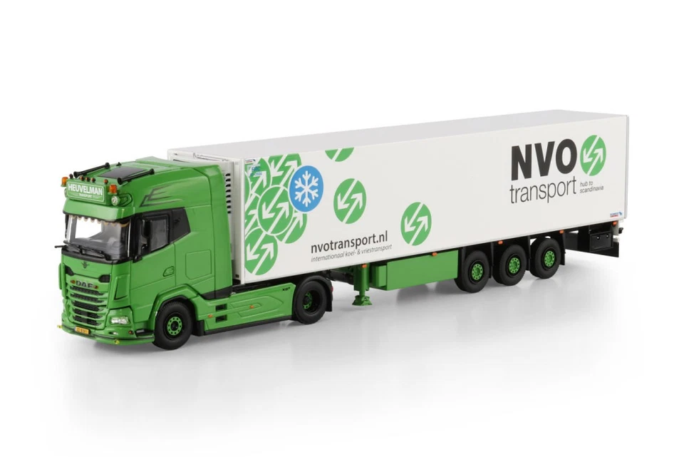 Remolque frigorífico DAF XG+ 4x2 3 ejes "Heuvelman GSO" WSI camiones modelos escala 1:50 Foto 4 de 4