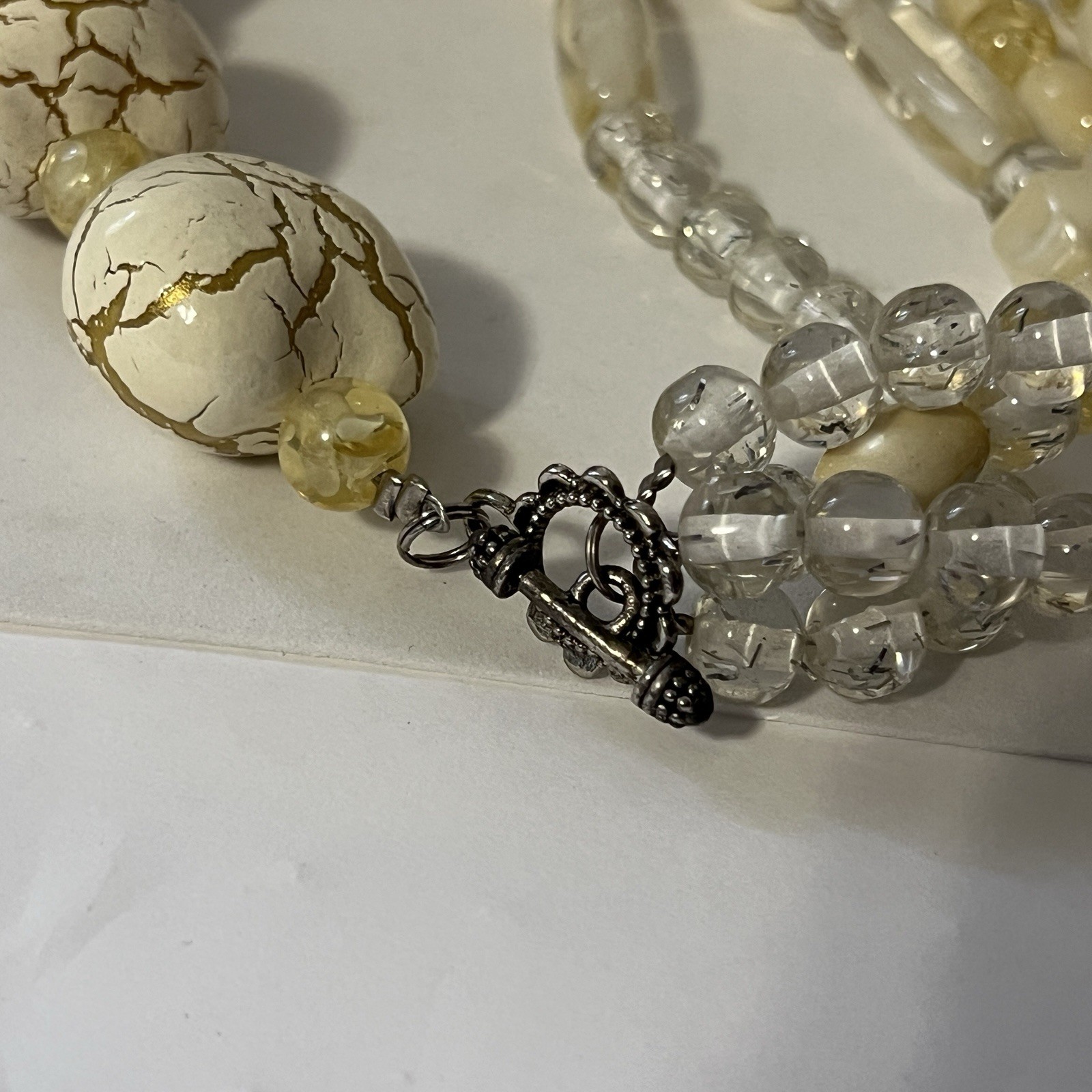 Multi Strand Statement Necklace Crackle Beads - image 5