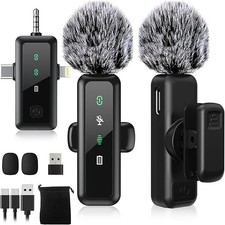 3 IN 1 Wireless Lavalier Microphones for iPhone/Android/Camera Devices