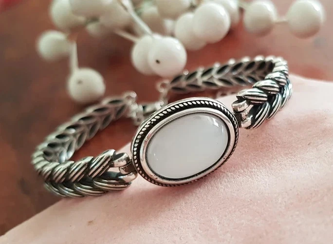 EDLES Armband 925 SILBER massiv Armkette BOHEMIAN ARMREIF Armzange Ring Zirkonia - Bild 4 von 4