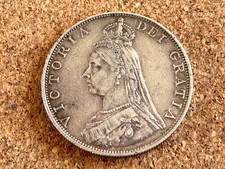 Nice grade 1887 Great Britain Double Florin Queen Victoria Jubilee Head Silver