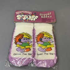 Vintage Hobnobbins Slipper Socks Kids L Purple Cousin Pop Star Playskool 80s