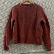 J.Crew Men's Size Large 100 Lambswool Raglan Crewneck Sweater - Brick Red