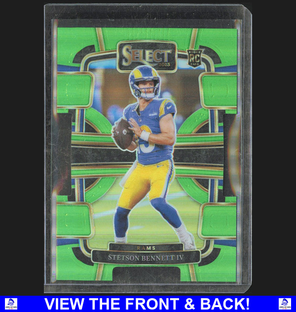 Stetson Bennett IV 2023 Panini Select Neon Green /599 SP RC Los Angeles Rams 55