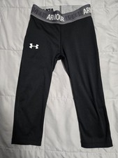 Under Armour Compression 3/4 Length Running Training Tights Youth Small Black