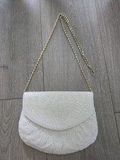 La Regale Vintage White Beaded Evening Bag With Strap