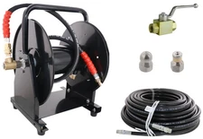 Scheiffer Sewer Jetter Kit - Ball Valve Hose Reel 3/8" x 150' Hose and Nozzles